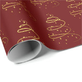 Papier Cadeau Or Abstrait, Arbre de Noël Bourgogne (Coin rond)
