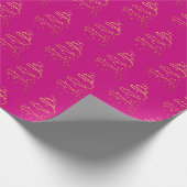 Papier Cadeau Or Abstrait, Arbre de Noël magenta (Coin)