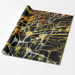 Papier Cadeau Or abstrait éclaboussé d'or et d'argent