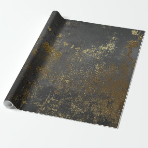 Papier Cadeau Or affligé et Black-16