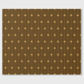 Papier Cadeau Or antique Fleur-de-Lis vert foncé (Plat)
