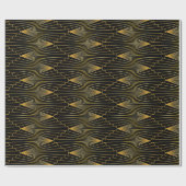 Papier Cadeau Or Art déco sur noir (Plat)