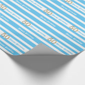Papier Cadeau or blanc bleu de cinquantième anniversaire (Coin)