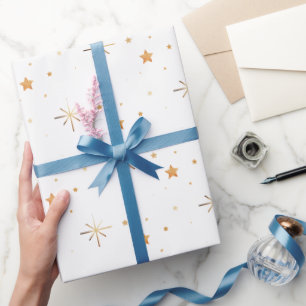 Papier Cadeau Or Blanc Élégant Moderne