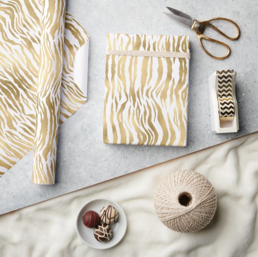 PAPIER CADEAU OR BLANC POSTER DE ANIMAL ANNIVERSAIRE MARIAGE WRA (Artisanat)