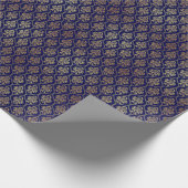 Papier Cadeau Or & bleu : Damas de luxe (Coin)