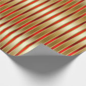 Papier Cadeau Or brillant brillant et rayures rouges (Coin)