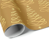 PAPIER CADEAU OR BROWN NOËL ARBRE HEUREUX VACANCES (Coin rond)