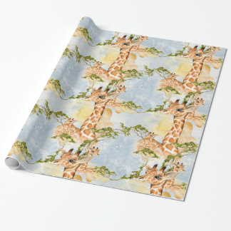 Papier Cadeau Or brun d'animaux de la savane de l'Afrique de