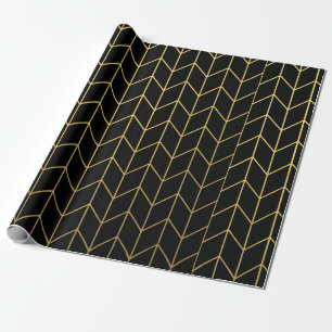 Papier Cadeau Or Chevron sur chic moderne d'arrière - plan noir