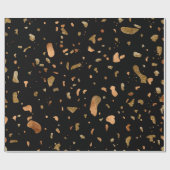 Papier Cadeau Or de cuivre sur pierre noire Terrazzo (Plat)
