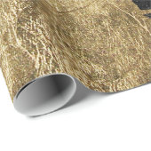 Papier Cadeau Or de Faux et traçages noirs de nuit étoilée (Coin rond)