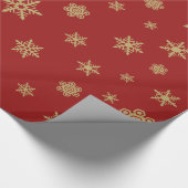 Papier Cadeau Or de motif de flocons de neige sur le rouge (Coin)