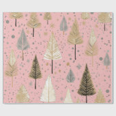 Papier Cadeau Or de Noël Lux sur papier d'enveloppement rose (Plat)