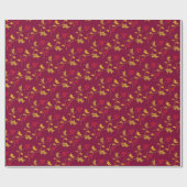 Papier Cadeau Or des baies rouges et saintes de Noël (Plat)