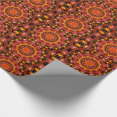 Papier Cadeau Or éclatant, bijoux rouges ambres abstraits (Coin)