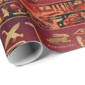 Papier Cadeau Or égyptien d'hiéroglyphes sur la texture peinte (Coin rond)