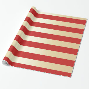 Papier Cadeau Or élégant et motif rouge de rayure de Noël