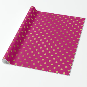 Papier Cadeau Or et bébé rose de bonbon à pois