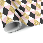 Papier Cadeau Or et diamants noirs (Coin rond)