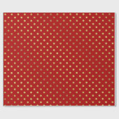 Papier Cadeau Or et motif de pois rouge (Plat)