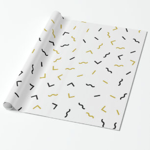 Papier Cadeau Or et noir lignes pointues motif moderne