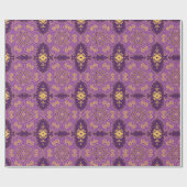 Papier Cadeau Or et Violettes (Plat)