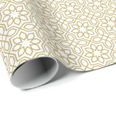 Papier Cadeau Or Jaune Géométrique Blanc (Coin rond)