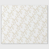 Papier Cadeau Or JOYEUX sur fond blanc (Plat)