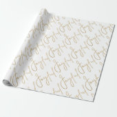 Papier Cadeau Or JOYEUX sur fond blanc (Déroulé)