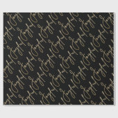Papier Cadeau Or JOYEUX sur fond noir (Plat)