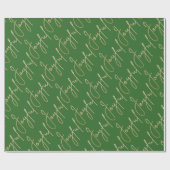 Papier Cadeau Or JOYEUX sur Vert (Plat)