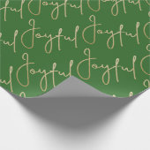 Papier Cadeau Or JOYEUX sur Vert (Coin)