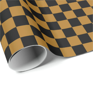 Papier Cadeau Or mat et noir Checkered