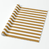 Papier Cadeau Or Mat et Rayure Blanche (Déroulé)