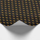 Papier Cadeau Or mat Fleur-de-lis sur Noir (Coin)
