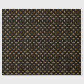 Papier Cadeau Or mat Fleur-de-lis sur Noir (Plat)