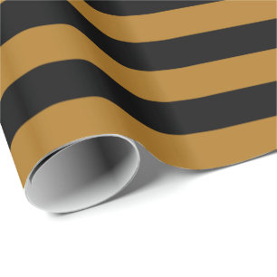Papier Cadeau Or mat/rayure noire