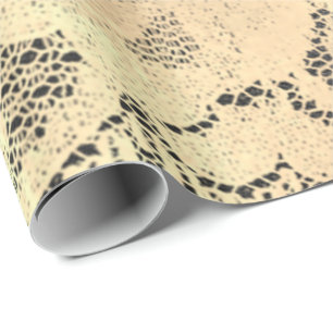 Papier Cadeau Or Metallic Sepia Faux Luxe Floral Lace Noir