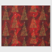 Papier Cadeau Or moderne et Noël rouge (Plat)
