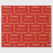 Papier Cadeau Or moderne simple unique Calligraphie Nom de famil (Plat)