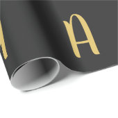 Papier Cadeau Or Monogram Professionnel Gris (Coin rond)