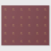 Papier Cadeau Or Monogrammé Professionnel Tendance Moderne Vin (Plat)