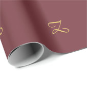 Papier Cadeau Or Monogrammé Professionnel Tendance Moderne Vin (Coin rond)
