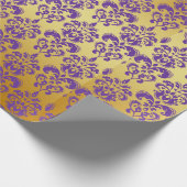 Papier Cadeau Or, motif pourpre 2 de damassé (Coin)