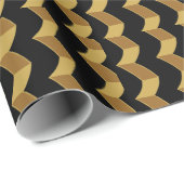 Papier Cadeau Or Noir (Coin rond)