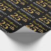 Papier Cadeau Or noir et d'imitation "25ème ANNIVERSAIRE " (Coin)