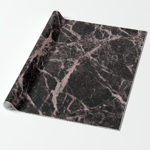 Papier Cadeau Or noir et rose Paillettes Marbre Glam Tendance