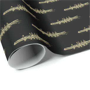 Papier Cadeau Or Noir Rame Rameurs Équipe D'aviron Sports Nautiq
