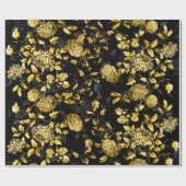 Papier Cadeau Or noir Toile floral (Plat)